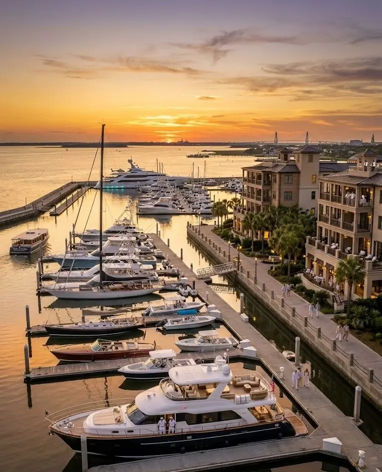 Harbor Resort and Marina water taxi at sunset